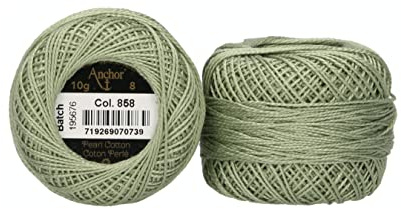 ANCHOR Pearl Yarn, Thickness: 8, Packaging: 10G, Running Length: 82M graugrün Embroidery Threads