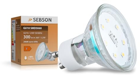 SEBSON Lampe GU10 LED warmweiß 3,5W, ersetzt 35W Halogen, 300 Lumen, GU10 LED Strahler 230V, LED Leuchtmittel 110°, ø50 x 57mm - Deckenstrahler
