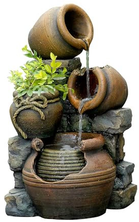 Multi Pots Outdoor Water Fountain With Flower Pot