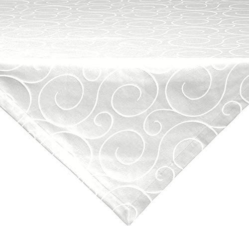 Erwin Müller Mitteldecke, Tischdecke Oberhausen, Jacquard Ranken weiß Größe 100x100 cm - pflegeleicht, bügelleicht, mit Kuvertsaum