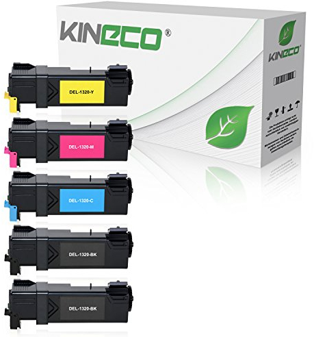 Kineco 5 Toner kompatibel mit Dell 1320c 1320cn - Schwarz je 2.000 Seiten, Color je 2.000 Seiten
