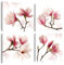 B&D XXL - Leinwand Bilder Set Blumen 40x40 cm 4 Teilig je 20x20 Vlies Leinwandbild Kunstdruck modern Wandbilder Groß XXL Wanddekoration Design Wand Bild mehrteilig Magnolien weiß rosa