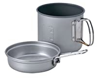 Snow Peak Trek 1400 Aluminum Camping Cookset, 1.4 litre capacity, Pot and Fry Pan set, stackable and collapsable, for camping & outdoors