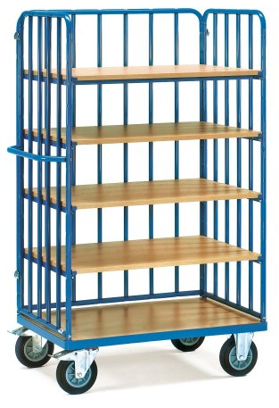 Fetra Transportgeräte mtpif3521 F 503 Wagen mit Tablett, 2 Seitenteile mit Gitter Design, 5 Böden, 107 kg Gewicht, 1000 mm x 700 mm Plattform