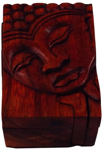 GURU SHOP Puzzlebox, Schmuckschatulle, Magic Box, Schachtel mit Geheim Verschluß - Buddha 2, 5x10x6 cm