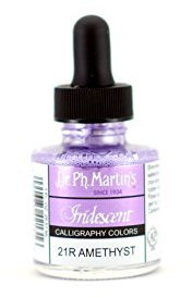 Dr. Ph. Martin's Iridescent Calligraphy Color (21R) Ink Bottle, 1.0 oz, Amethyst, 1 Bottle