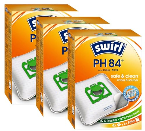 3 Pakete Swirl Staubsaugerbeutel PH84 / PH 84 MicroPor Plus AirSpace für Philips Staubsauger Oslo