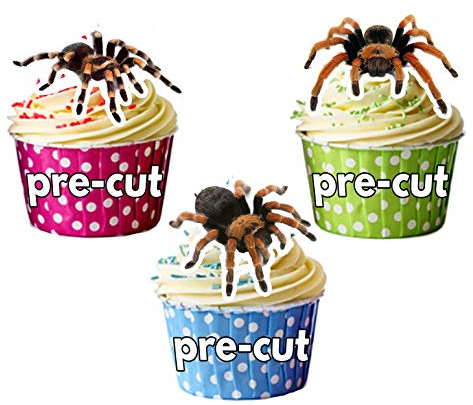 Vorgeschnittene Halloween Tarantula Spinnen - Essbare Cupcake Topper/Kuchendekorationen (12 Stück)