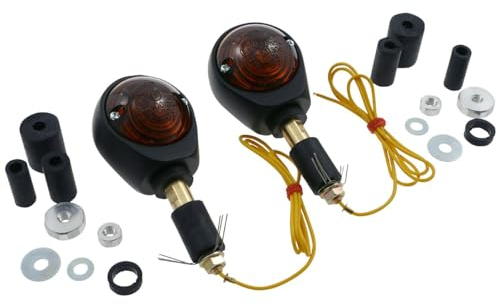 PW OCHSENAUGE Blinker Paar, matt schwarz, getöntes Glas, kompatibel für Motorrad, Roller, Quad