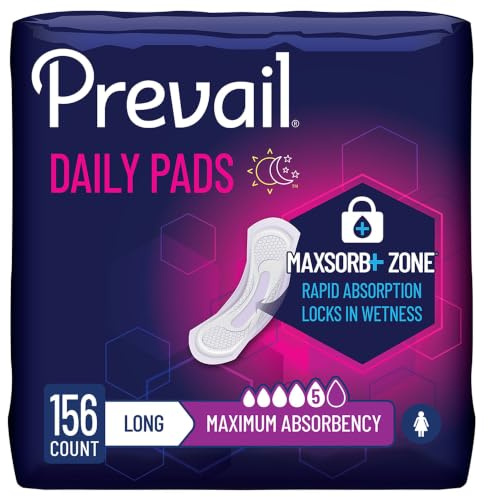 Prevail Daily Pads for Bladder Leaks, Maximum Absorbency, 13 in, 39 ct