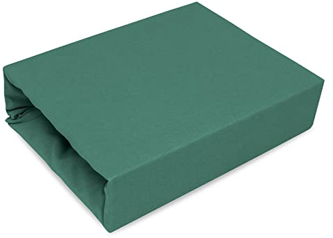 SPANNBETTLAKEN SPANNBETTUCH MIT NEUSTER Technik HERGESTELLT BETTLAKEN MIT Gummizug Jersey 22 Farben UND 9 GRÖßEN (70x160, Grasgrün)
