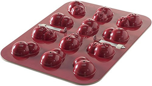 NordicWare 43609 12-de Metal para sartén de muñeco de Nieve con Cakepops, Rojo
