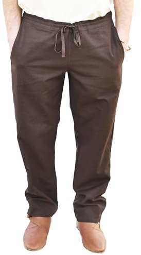 Battle-Merchant Mittelalter-Hose weit, gerade geschnitten, Hagen, LARP-Hose Wikingerhose Herren Ritterhose Baumwolle Piratenhose für Männer Mittelalter | weit und gerade geschnitten, Pirat, Ritter, Wikinger, Baumwolle, für Reenactment, LARP & Fantasy Cosplay