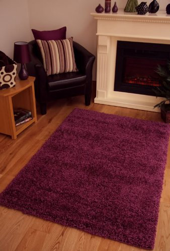 AHOC Dick Weich Luxus Aubergine Shaggy Teppich 9 Größen erhältlich 160 cmx220 cm (5ft3 x 7 FT3)