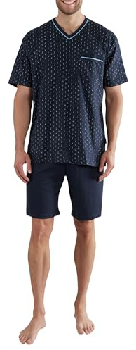 Götzburg Herren Shorty, kurzarm, Baumwolle Single Jersey, blau bedruckt