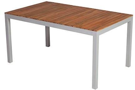 MERXX Tisch Naxos aus Aluminium und FSC Akazie, ca. 150x90 cm