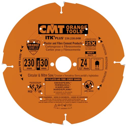 CMT ORANGE TOOLS 236.230.04M - KREISSÄGEBLAT AUS DIAMANT FÜR FASERZEMENT D=230X2,4X1,8X30 Z4 TCG