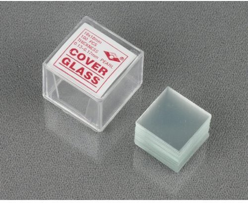 AmScope CS-S18-100 Pre-Cleaned Square Microscope Glass Cover Slides Coverslips,18 mm x 18mm (Pack of 100)