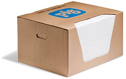 PIG Oil Absorbent Mat Pad | in Dispenser Box | Absorbs Oils & Fuels | 21 oz Absorbency Per Pad | Mediumweight | 20 L x 15 W | 100 Pads | MAT454