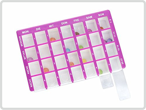 Arzneikassette Pillendose 7-Tage, 1 Woche, Violett - Pillenbox Tablettenbox