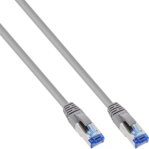 InLine 76800 Patchkabel, S/FTP (PiMf), Cat.6A, 500MHz, halogenfrei, Kupfer, grau, 10m