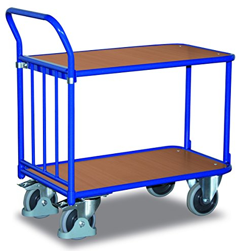 Schiebebügelwagen als Tischwagen RAL5010 Enzianblau Stirnwagen Tischwagen