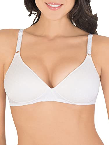 Fruit of the Loom Women's Lightly Lined Wire-Free Bra, White Stripe, 36B