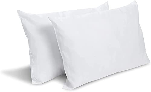 Bleu Calin Lot de 2 Oreillers Confort Ferme 'Alaska', Superbe Gonflant, 50x70 cm, Enveloppe 100% Coton Percale, Blanc, 50x70cm Forme rectangulaire