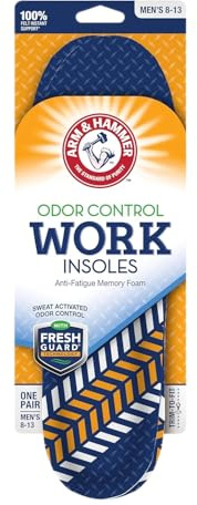 Arm & Hammer Work Boot Insoles, Memory Foam Arch Support