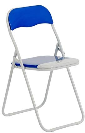 Harbour Housewares Farbiger, gepolsterter Klappstuhl - Blau - 1 Stück - Easy Store, Faltbarer Schreibtischstuhl mit Metallrahmen für Büro, Esszimmer, Küche