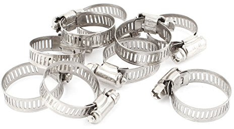 sourcing map 10 piezas de tornillo sin fin para tuberías de Metal ajustable para abrazaderas de tubo flexible aro 21-38mm