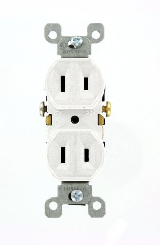 Leviton 223-W 15 Amp, 125V, Duplex Receptacle, Residential Grade, Non-Grounded, White, 10-Packwhite