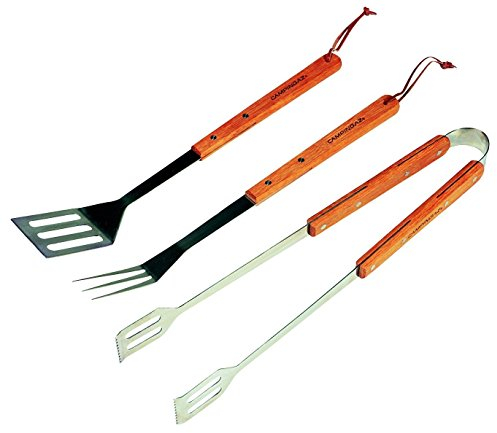 Campingaz 205819 Grillbesteck aus Edelstahl inkl. Holzgriffen (57 x 23 x 6 cm)