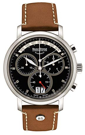 Bruno Söhnle 17-13143-841 Marcato Herren-Armbanduhr, Chronograph, Quarz, Edelstahlgehäuse, Saphirglas, Lederarmband, mit Faltschließe, 10 bar