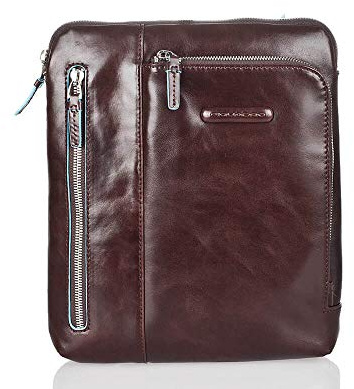 Piquadro – Herren-Schultertasche – Hochwertiges Leder – Mahagonifarben – Für Herren