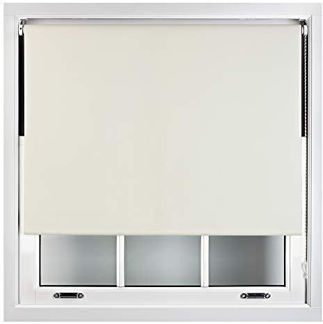 FURNISHED Cream Blackout Roller Blinds - UV Protection Easy Install Black Out Blind - Beige Blinds Long Window Shade for Doors & Glass Wall - Custom Made to Measure Up to 120W x 210H cm