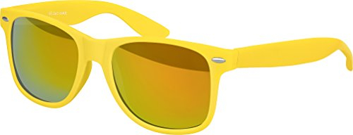Balinco Lunettes de soleil UV400 CAT 3 CE Rubber - avec charnière à ressort pour femmes & hommes (jaune - rouge/orange miroité)