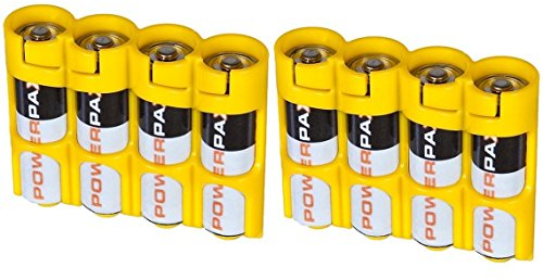 2 X Battery Holder By Powerpax AA Battery Caddy, Yellow, 4-Pack Each Holder Carries 4 Batteries