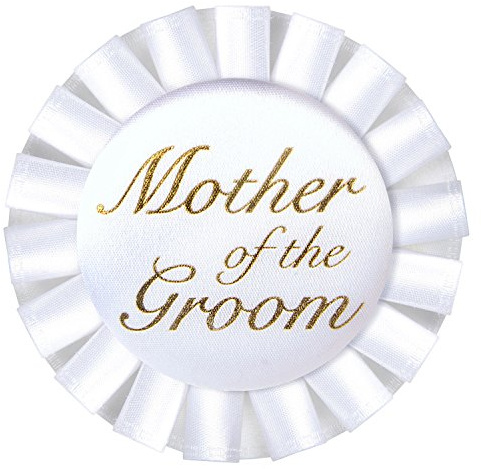 Beistle Mother Of The Groom Satin Button, 3½, White/Gold