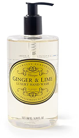 Naturally European Hand Wash Ginger and Lime Moisturising Cleanser 500ml | Gentle Moisturising Hand Wash That Cleanses While Hydrating Skin. Fresh Citrus Scent with Ginger and Lime Notes.