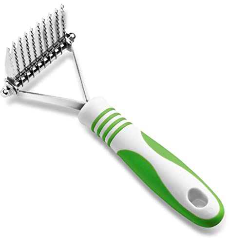 Andis 66050 De-Matting Rake with 10 Blades - Grooming Brush with Safety Edges & Promotes Healthy Skin & Coat - Non-Slip Handle, De-Shedding & Perfect for Long-Haired Breeds – 1 Pack, Green