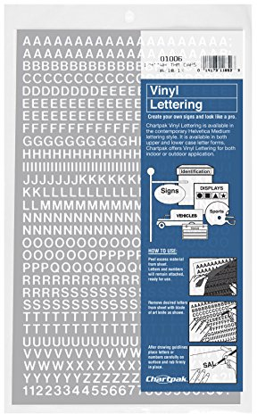 Chartpak Self-Adhesive Vinyl Capital Letters and Numbers, 1/4 Inches High, White, 610 per Pack (01006)