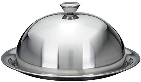 Excellent Houseware BBTrade Sales Cloche en Verre avec Plaque de Base en Acier Inoxydable Plateau de Service vidaXL Assiettes décoratives, Argent, 30,5 x 30,5 x 15 cm