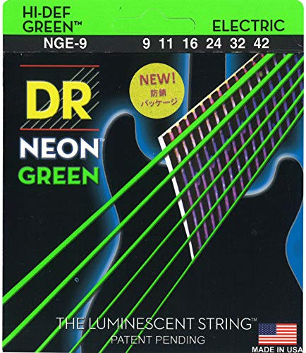 DR String NGE-9 Neon Green Juego Cuerdas Eléctrica