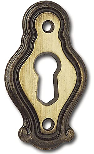 SIRO Schlüsselschild Mondial, 27x46 - Schlüsselblech antik für Bartschlüssel, Messing patiniert