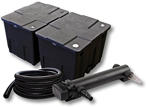 SunSun Komplettset: CBF-350B Teichfilter bis 60000 L Teichfilteranlage als Durchlauffilter, CUV-324 Teichklärer UVC Klärer mit 24W, 5m Teichschlauch 25 mm (1)