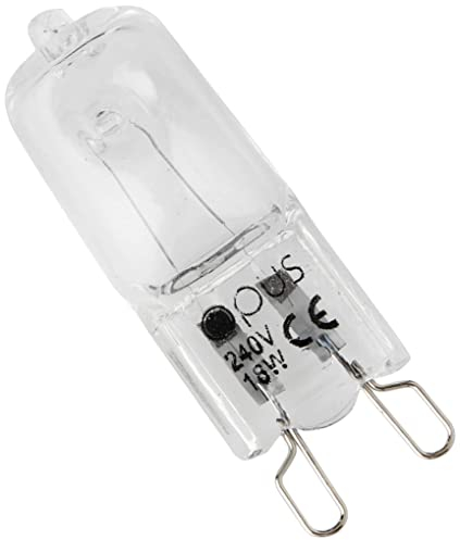 Opus G9 Halogen Bulb 18W - Equivalent to 26W G9 Bulb - Warm White 2700K - Long Life 2,000 Hours - Clear Glass Capsule - Dimmable - 2 Pin Light Bulbs - 5 Pack Lightbulbs