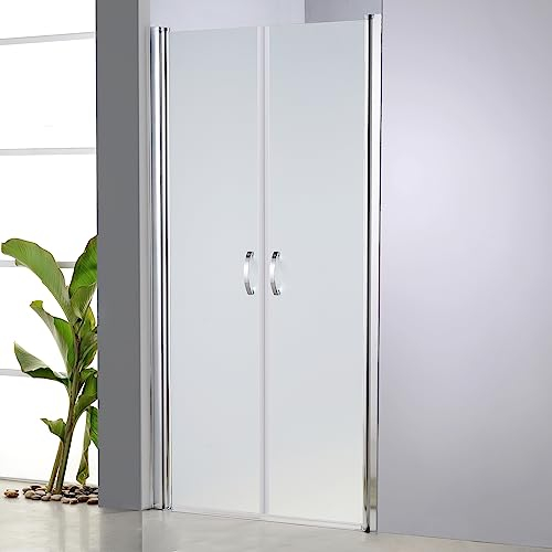 BIJON Duschtür 115 cm - Verstellbar von 113-118cm, Höhe: 195 cm, Duschtür Nische aus 6mm Sicherheits-GLAS, NANO, Milchglas - Nischentür, Duschtüre, Duschabtrennung, Pendeltür