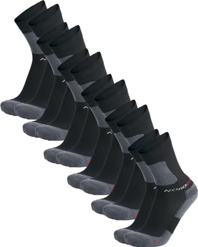 NORDCAP Allround-Sportsocken lang in Schwarz, 6er Pack Sport-Socken, atmungsaktive Strümpfe, unisex Wandersocken, Gr. 35 – 38, Menge: 6 Stück