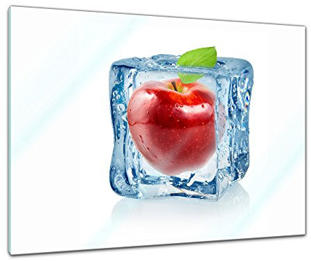 Bilderdepot24 Glasbild - Eiswürfel Roter Apfel - 80x60 cm - Deko Glas - Wandbild aus Glas - Bild auf Glas - moderne Bilderdepot24 Glasbilder - Glasfoto - Echtglas